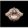 Image 2 : 14KT Rose Gold 2.52 ctw Morganite and Diamond Ring