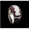 Image 4 : 2.00 ctw Ruby and Diamond Ring - 14KT White Gold