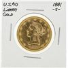 Image 1 : 1881-S $10 Liberty Head Eagle Gold Coin