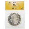 Image 1 : 1878 $1 Morgan Silver Dollar Coin ANACS MS63