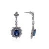Image 2 : 14KT White Gold 7.39ctw Tanzanite and Diamond Dangle Earrings