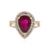 Image 2 : 14KT Yellow Gold 4.16ct. Ruby and Diamond Ring