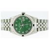 Image 2 : Rolex Mens Stainless Steel Green Roman Diamond and Emerald Datejust Wristwatch