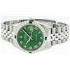 Image 3 : Rolex Mens Stainless Steel Green Roman Diamond and Emerald Datejust Wristwatch
