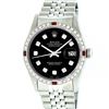 Image 1 : Rolex Mens Stainless Steel Black Diamond and Ruby Datejust Wristwatch