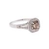 Image 2 : 18KT White Gold 1.52ctw Fancy Brown and White Diamond Ring