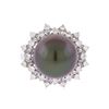 Image 2 : 14KT White Gold 13.00mm Tahitian Cultured Black Pearl and Diamond Ring