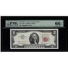 Image 1 : 1963 $2 Legal Tender Note STAR PMG Gem Uncirculated 66EPQ