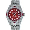 Image 1 : Ladies Rolex Stainless Steel Red Diamond and Ruby Datejust Wristwatch