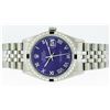 Image 2 : Rolex Mens Stainless Steel Purple Roman Diamond and Sapphire Datejust Wristwatch