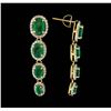 Image 2 : 14KT Yellow Gold 5.21ctw Emerald and Diamond Earrings