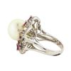 Image 3 : 18KT White Gold 12.7mm Pearl and Diamond Ring