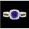 Image 2 : 14KT White Gold 1.24ct Tanzanite and Diamond Ring