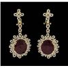 Image 1 : 14KT Yellow Gold 22.54ctw Ruby and Diamond Earrings