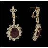 Image 2 : 14KT Yellow Gold 22.54ctw Ruby and Diamond Earrings