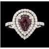 Image 2 : Platinum 1.61ct Pink Sapphire and Diamond Ring