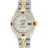 Image 1 : Rolex Ladies Two Tone Silver Diamond and Ruby DateJust Wristwatch