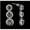 Image 2 : 14KT White Gold 11.88ctw Black Diamond Earrings