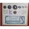 Image 2 : The Canadian Centennial Collection - 7 Coins, 2 Stamps 1 Note - Boarded, Not Framed