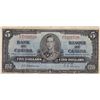 Image 1 : RARE 1937 Bank of Canada $5 Bank Note - VG+ - Osborne Signature