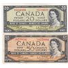 Image 1 : 1954 Bank of Canada Modified Portrait $20 & $50 Bank Notes