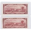 Image 2 : Pair of Amazing 1954 Bank of Canada $2 Radar Bank Notes - Gem UNC