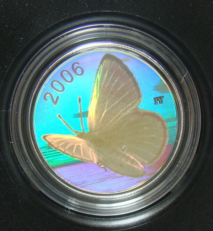 2006 Canada 50 cent Sterling Silver Butterfly Coin Silvery Blue