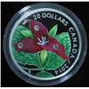 Image 1 : 2014 Canada $20 Fine Silver Coin Red Trillium w Crystal Dew Drops