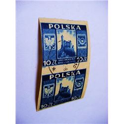 1947 POLAND IMPERFORATE STAMP PAIR