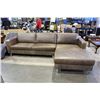 Image 1 : BROWN LEATHER L-SHAPE SECTIONAL SOFA WITH MATCHING ARM CHAIR