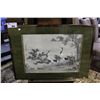 Image 1 : FRAMED ORIGINAL WATERCOLOUR ON PAPER, "2 CRANES IN THE FOREST", SIGNED LOWER RIGHT, MARGARET H.