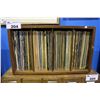 Image 1 : WOOD SHELF WITH APPROX. 100 VINYL RECORDS