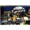 Image 2 : SHELF LOT OF ASSORTED COLLECTIBLES AND ANTIQUES INC. KIDS TOYS, PICTURES, SHELVES CUCKOO CLOCK AND