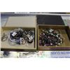 Image 2 : 2 ASSORTED WOOD WITH NATIVE DESIGN JEWELLERY BOXES WITH CONTENTS