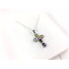Image 2 : MULTI GEMSTONE AND DIAMOND CROSS NECKLACE SET, STERLING SILVER, INCLUDES $375 CERTIFICATE