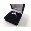 Image 2 : 4CT PEAR CUT PURPLE AMETHYST AND DIAMOND RING, VS CLARITY, 2 DIAMONDS, INCLUDES $400 CERTIFICATE