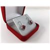 Image 2 : NEW RUBY AND DIAMOND DANGLE EARRINGS, 2.80CT PRINCESS CUT, INCLUDES $300 CERTIFICATE