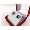 Image 2 : NEW AMETHYST AND DIAMOND EARRINGS, EMERALD CUT, 3.20CT, INCLUDES $325 CERTIFICATE