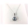 Image 2 : BLUE TOPAZ AND DIAMOND NECKLACE SET, TRILLION CUT, 2 DIAMONDS, STERLING SILVER, RETAIL $300