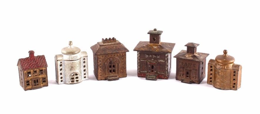 Coin Bank Collection Antique Cast Iron Coin Bank Collection