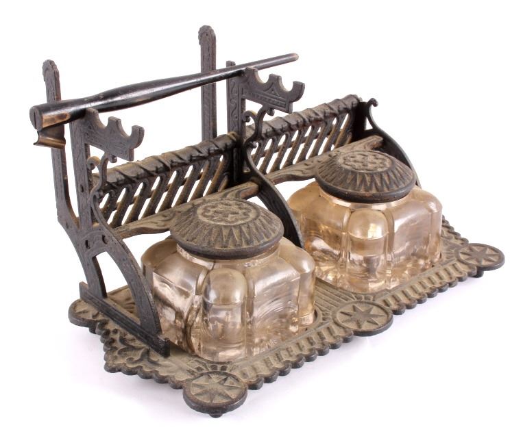 Antique Cast Iron Inkwell