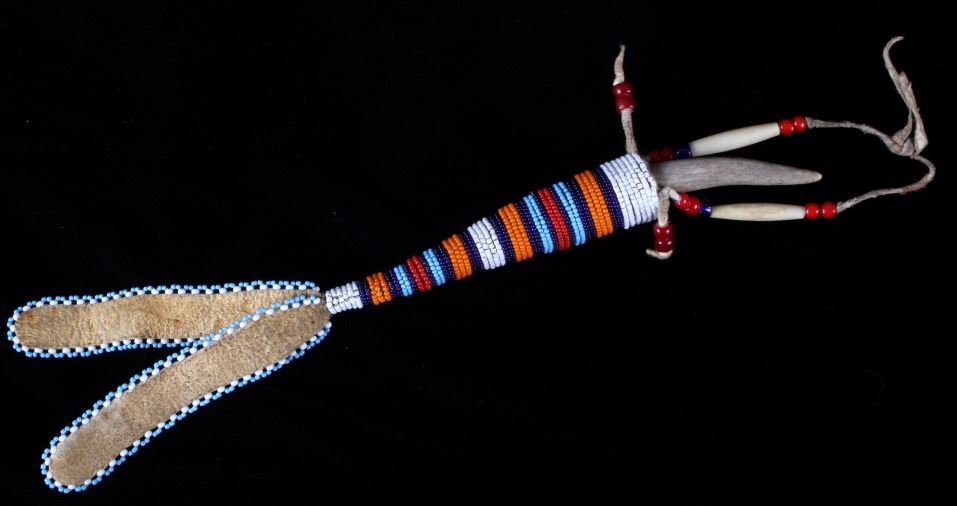 Native American Beaded Scabbard And Horned Awl