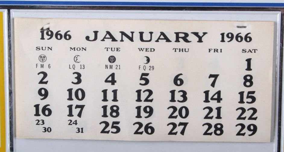PepsiCola Advertisement Calendar 1966