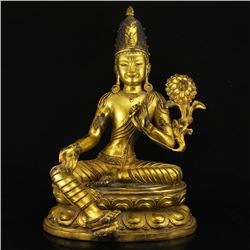 10 KG Chinese Tibet Buddhist Gilt Gold Bronze Tara Statue