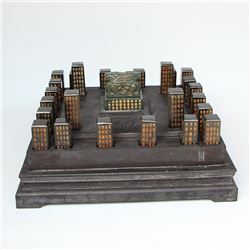 A Set Vintage Chinese Qing Dynasty Green Hetian Jade Seals w Zitan Wood Box Seal