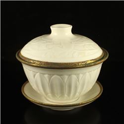 Chinese Gilt Edges White Glaze Ding Kiln Porcelain Teabowl