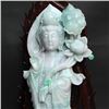 Image 2 : Superb Jadeite Lotus Flower Kwan-yin Statue