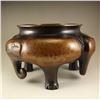 Image 2 : Vintage Chinese Red Copper Inlay Silver Wire Elephant Head 3 Leg Incense Burner