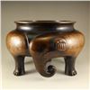 Image 3 : Vintage Chinese Red Copper Inlay Silver Wire Elephant Head 3 Leg Incense Burner