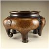 Image 4 : Vintage Chinese Red Copper Inlay Silver Wire Elephant Head 3 Leg Incense Burner